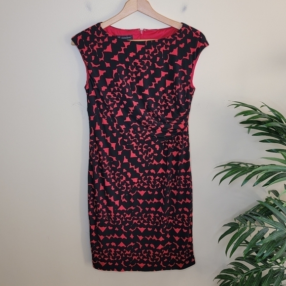 INC International Concepts | Red Black Heart Print Sheath Dress Size 6 - Picture 1 of 6